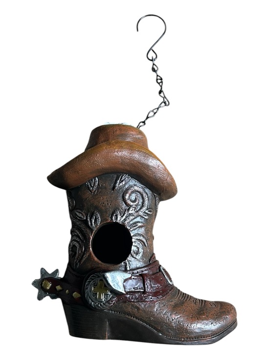 unbranded Other - Rustic Western Cowboy Boot Birdhouse Hanging Decor New No Box